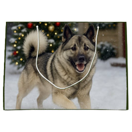Sacola Para Presentes Grande Norwegian Elkhound Holiday 