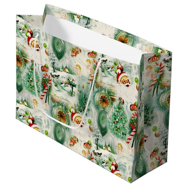 Sacola Para Presentes Grande Nostálgico Kitschmas  (Frente inclinada)
