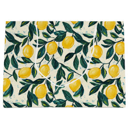 Sacola Para Presentes Grande Notebook espiral com limão amarelo-claro