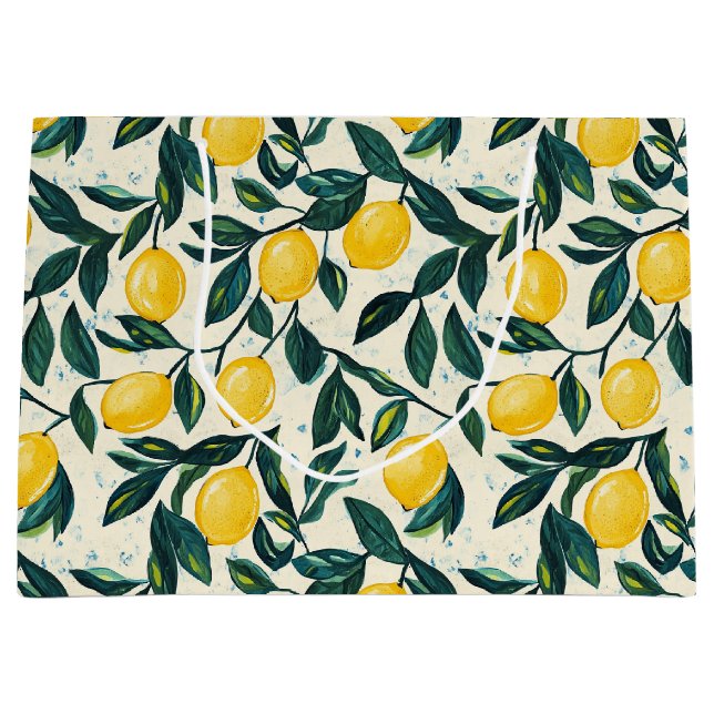 Sacola Para Presentes Grande Notebook espiral com limão amarelo-claro (Frente)