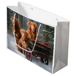 Sacola Para Presentes Grande Nova Scotia Duck Toller Retriever Trenó Nevado