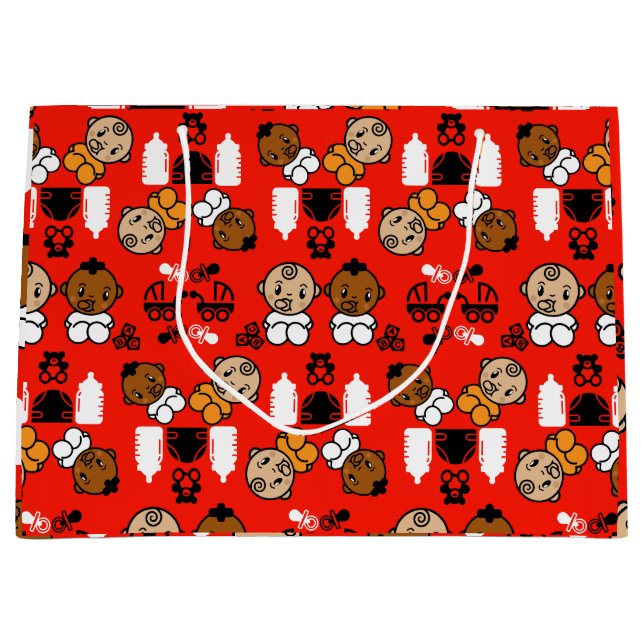 Sacola Para Presentes Grande Novo presente de bebê laranja único (Frente)