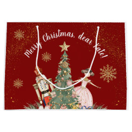 Sacola Para Presentes Grande Nutcracker Deep Red do Feliz Natal