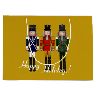 Sacola Para Presentes Grande Nutcracker Trio, Dourado GIFT BAG L