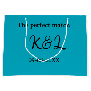 Sacola Para Presentes Grande O casal nome letra data azul sim perfeito