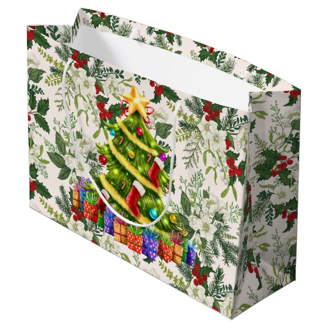 Sacola Para Presentes Grande O Christmas Tree Large Gift Bag (Verso inclinado)