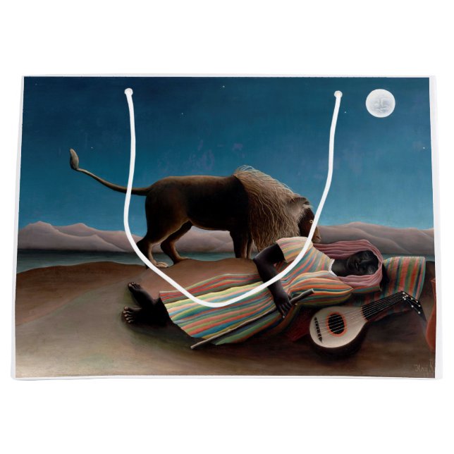 Sacola Para Presentes Grande O cigano adormecido, Henri Rousseau (Frente)