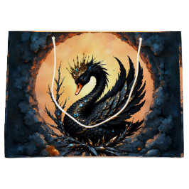 Sacola Para Presentes Grande O Cisne Obsidiano da Graça ao Luar. No crepúsculo
