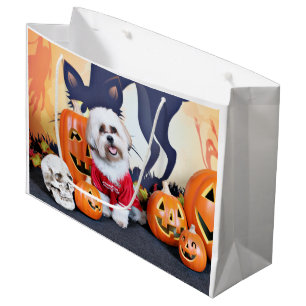 Sacola Para Presentes Grande O Dia das Bruxas - Shih Tzu - Jhanggoon