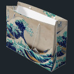 Sacola Para Presentes Grande O Excelente Hokusai desceu de Kanagawa. Vintage ja<br><div class="desc">A bolsa de presente de Katsushika Hokusai "A Onda de Excelente de Kanagawa". Ilustração do japão Vintage.</div>