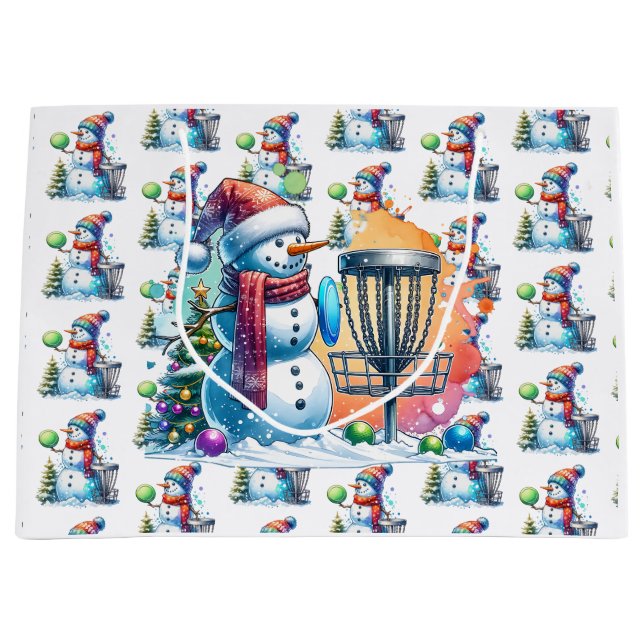 Sacola Para Presentes Grande O Golfe do Disco Pensou no Natal (Frente)