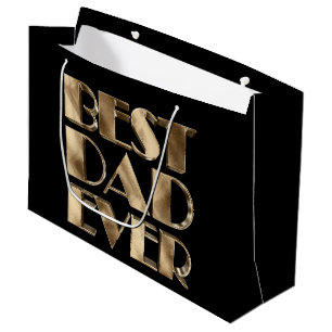 Sacola Para Presentes Grande O melhor pai da tipografia elegante Dourado preta