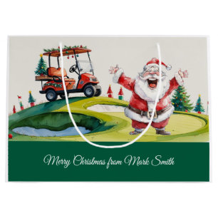 Sacola Para Presentes Grande O Natal do Golf temia com o Papai Noel no curso
