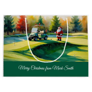 Sacola Para Presentes Grande O Natal do Golf temia com o Papai Noel no curso