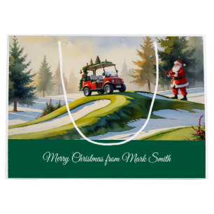 Sacola Para Presentes Grande O Natal do Golf temia com o Papai Noel no curso