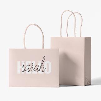 Sacola Para Presentes Grande O Pastel Moderno Pink Hello E Você Nome