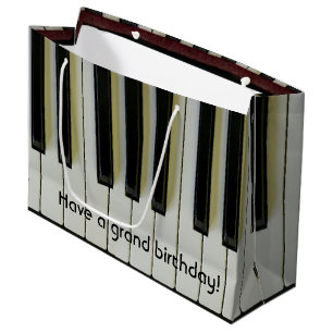 Sacola Para Presentes Grande O piano grande do aniversário fecha a mensagem