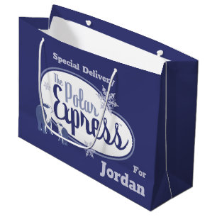 Sacola Para Presentes Grande O Polar Express Ursos Polares — Gráfico Retro