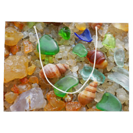 Sacola Para Presentes Grande O presente de Seaglass do verde azul ensaca