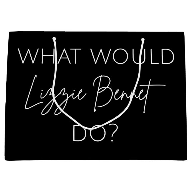 Sacola Para Presentes Grande O Que Lizzie Bennet Faria? (Frente)