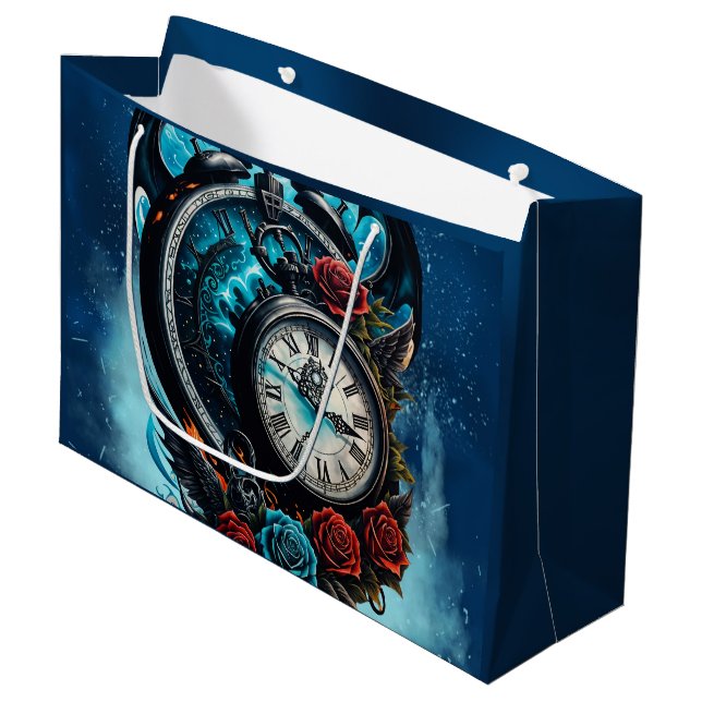 Sacola Para Presentes Grande O Relógio Na Mista do Infinito. (Frente inclinada)