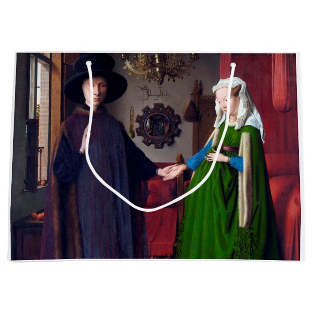 Sacola Para Presentes Grande O Retrato Arnolfini, Jan van Eyck (Frente)