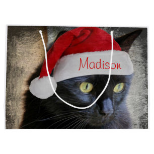 Sacola Para Presentes Grande O saco do presente do gato do papai noel,