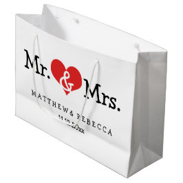 Sacola Para Presentes Grande O Sr. e a Sra. Red Heart Wedding Personalizado