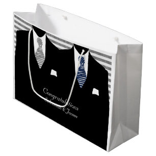 Sacola Para Presentes Grande O Sr. E O Sr. Suits, Cinza Azul, Personalizado