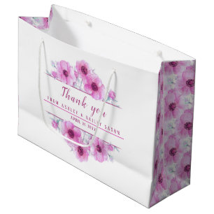 Sacola Para Presentes Grande Obrigado de flores cor-de-rosa de casado seu saco