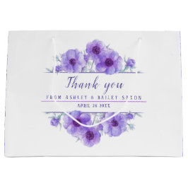 Sacola Para Presentes Grande Obrigado de flores roxas de casamento, seu grande 
