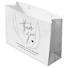 Sacola Para Presentes Grande Obrigado noivado coração simples Script Moderno