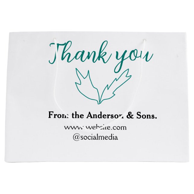 Sacola Para Presentes Grande Obrigado pelo seu pedido folha nome da empresa sit (Frente)