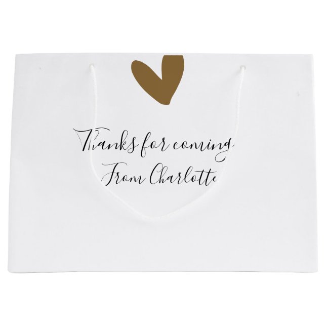 Sacola Para Presentes Grande obrigado por vir adicionar nome mensagem de texto  (Frente)