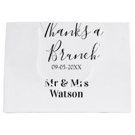 Sacola Para Presentes Grande Obrigado um brunch pós-casamento nome data simples