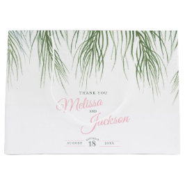 Sacola Para Presentes Grande Obrigados de casamento de palmeiras tropicais, cor