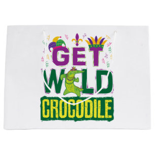 Sacola Para Presentes Grande Obter crocodilo selvagem Mardi Gras Alligator