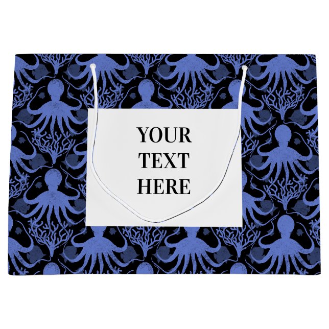 Sacola Para Presentes Grande Octopus (fundo escuro) (Frente)