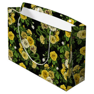 Sacola Para Presentes Grande Oculto nas rosas, amarelo e verde