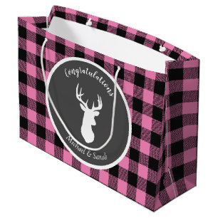 Sacola Para Presentes Grande Oh Deer Chá de fraldas Rosa