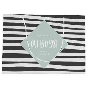 Sacola Para Presentes Grande Oh rapazes! Obrigado gêmeo do bebê, sua festa de p