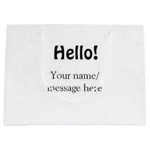 Sacola Para Presentes Grande Olá adicione mensagem de nome simples modelo de ne