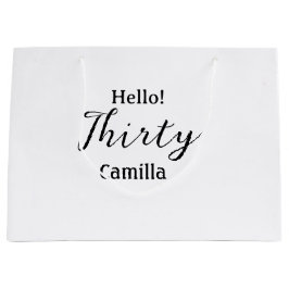 Sacola Para Presentes Grande Olá trinta aniversário nome simples minimalista el