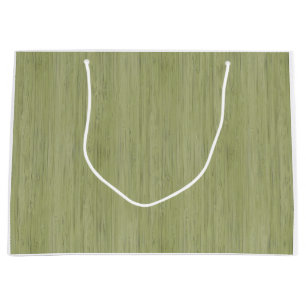 Sacola Para Presentes Grande Olhar de madeira de bambu da grão do verde de