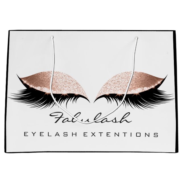 Sacola Para Presentes Grande Olhos Lashes Coral Makeup Glitter Beaumetics (Frente)