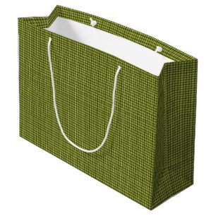 Sacola Para Presentes Grande Olive Green Gingham-GIFT BAG L