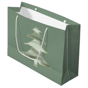 Sacola Para Presentes Grande Olive Pistachio Mint Árvore Verde de Natal