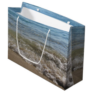 Sacola Para Presentes Grande Ondas de Areia e Mar