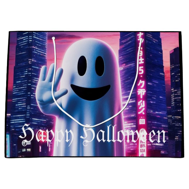 Sacola Para Presentes Grande Ondas Ghosty e Luzes Urbanas (Frente)