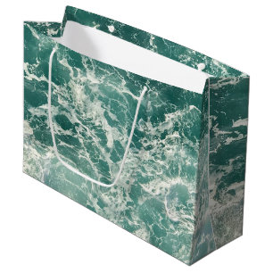 Sacola Para Presentes Grande Ondas Verdes Azuis